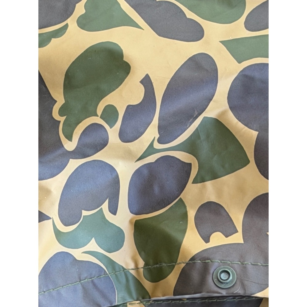 Vintage Cabelas Duck Camo Rain Pants Mens Large PVC Coated Nylon 90s Hunting - Picture 2 of 6